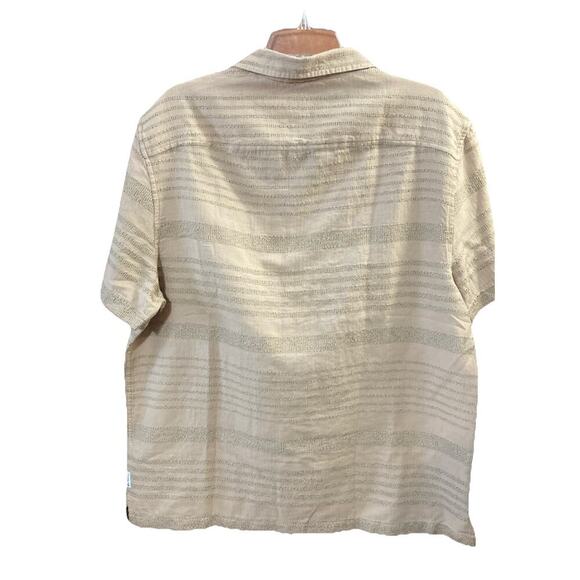 Ben Sherman Short Sleeve Shirt Mens L New Safari Tan Textured Stripe Coastal $99 - Picture 4 of 7